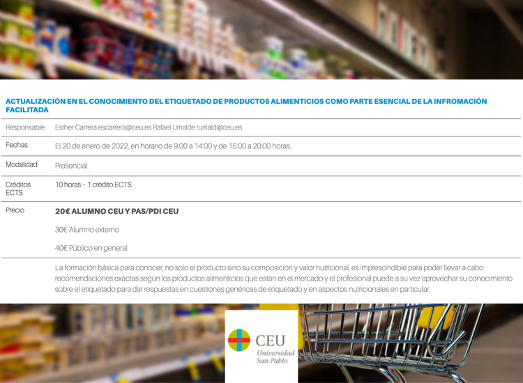 Actualización en el conocimiento del etiquetado de productos alimenticios como parte esencial de la información alimentaria facilitada al consumidor